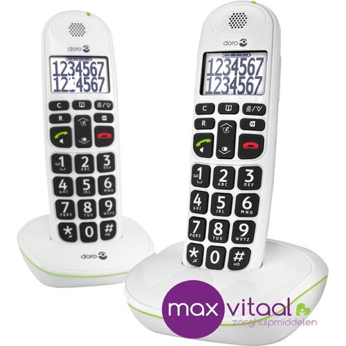 Doro PhoneEasy 110 draadloze duo telefoonset met sprekende cijfertoetsen -