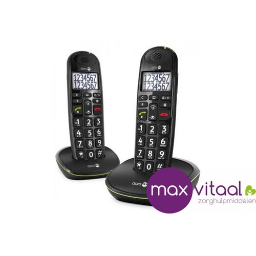 Doro PhoneEasy 110 draadloze duo telefoonset met sprekende cijfertoetsen -