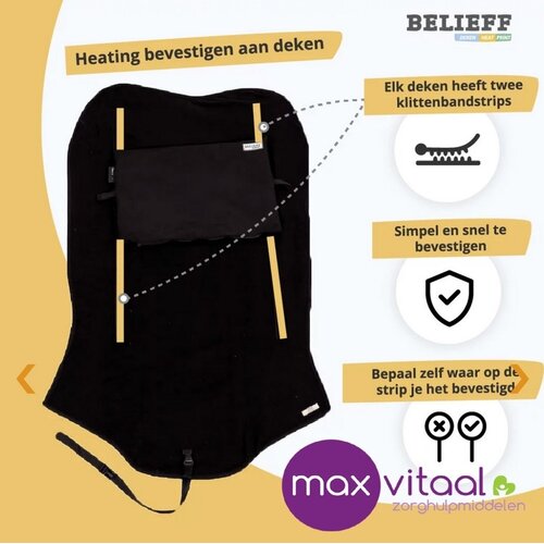 Belieff Rolstoel / scootmobiel  Heating element met hoes (universeel) – Zwart