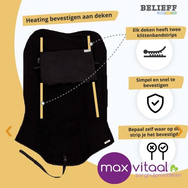 Belieff Rolstoel / scootmobiel  Heating element met hoes (universeel) – Zwart