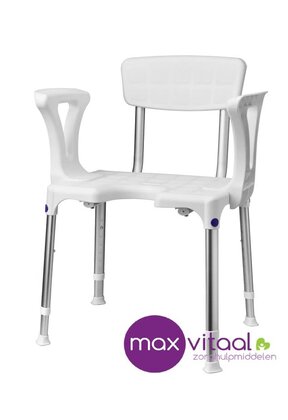 Douchestoel Quattro met uitsparing incl rug en armleggers, SecuCare