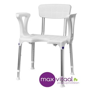 Douchestoel Quattro met uitsparing incl rug en armleggers, SecuCare