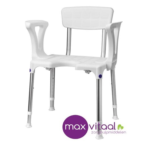 Douchestoel Quattro met uitsparing incl rug en armleggers, SecuCare