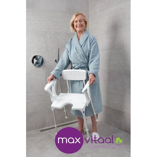 Douchestoel Quattro met uitsparing incl rug en armleggers, SecuCare