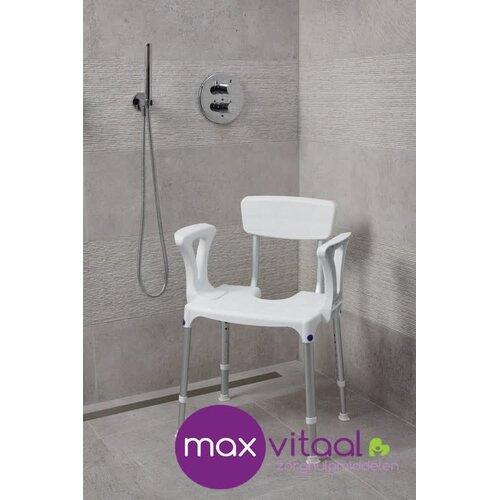 Douchestoel Quattro met uitsparing incl rug en armleggers, SecuCare