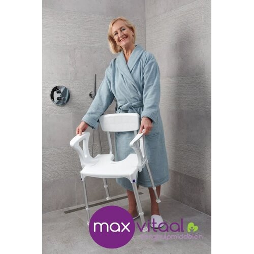 Douchestoel Quattro met uitsparing incl rug en armleggers, SecuCare