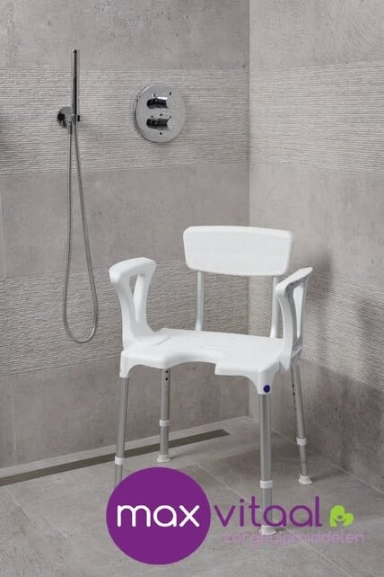 Douchestoel Quattro met uitsparing incl rug en armleggers, SecuCare