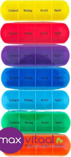 Pillendoosje 7-daags Gekleurd Pillendoosje 7-daags Gekleurd