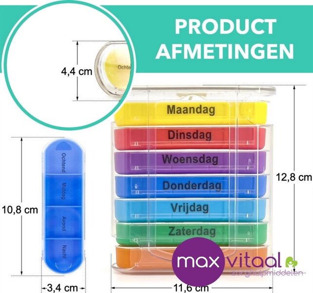 Pillendoosje 7-daags Gekleurd Pillendoosje 7-daags Gekleurd