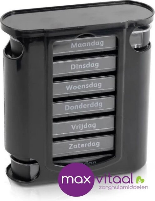 Pillendoosje 7-daags Zwart Pillendoosje 7-daags Zwart