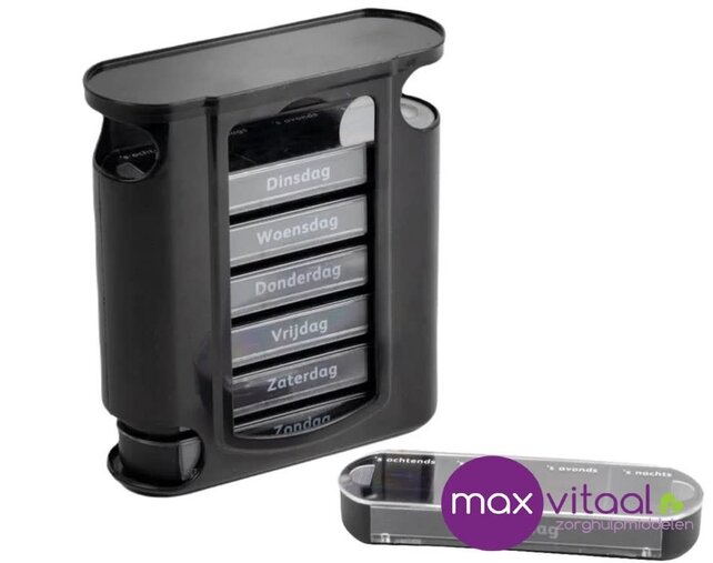 Pillendoosje 7-daags Zwart Pillendoosje 7-daags Zwart