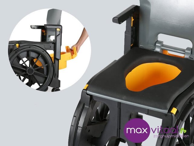 Toiletemmer WheelAble  douche/toilet vouwrolstoel Toiletemmer WheelAble  douche/toilet vouwrolstoel