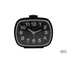 Alarmklok quartz zwart - zwarte plaat