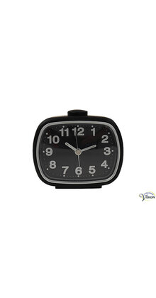 Alarmklok quartz zwart - zwarte plaat