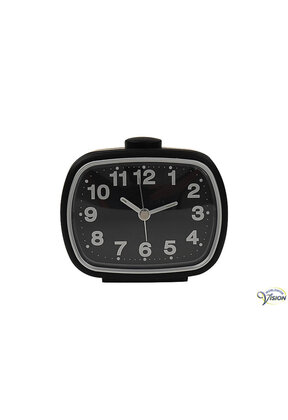 Alarmklok quartz zwart - zwarte plaat