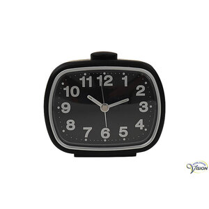 Alarmklok quartz zwart - zwarte plaat