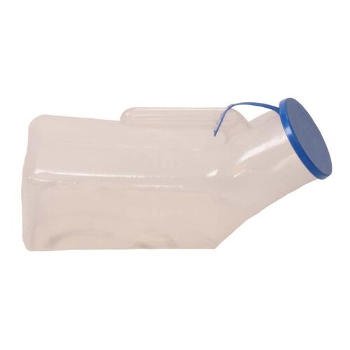 Heldere urinaal met handgreep voor heren