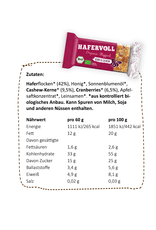 HAFERVOLL 18er Box - Organic Flapjack Berry & Cashew - Bio-zertifiziert