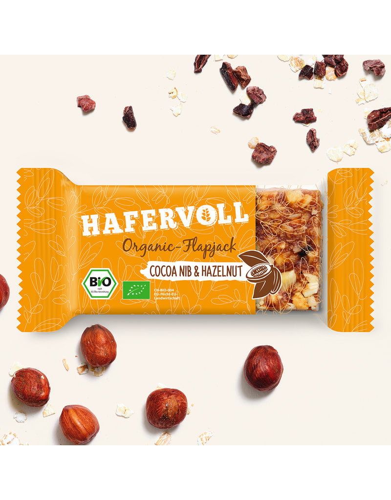 HAFERVOLL 18er Box - Organic Flapjack Cocoa Nib & Hazelnut