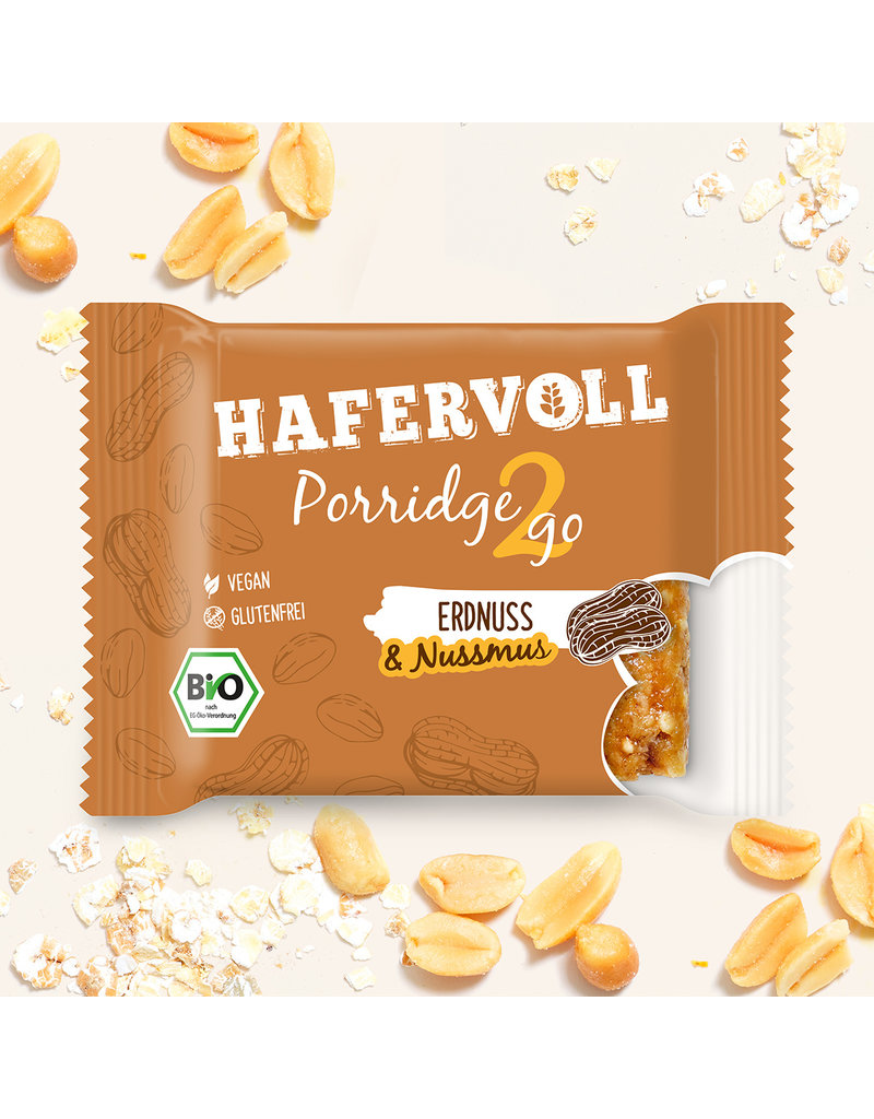 HAFERVOLL 13er Box - Porridge2go Erdnuss - Bio