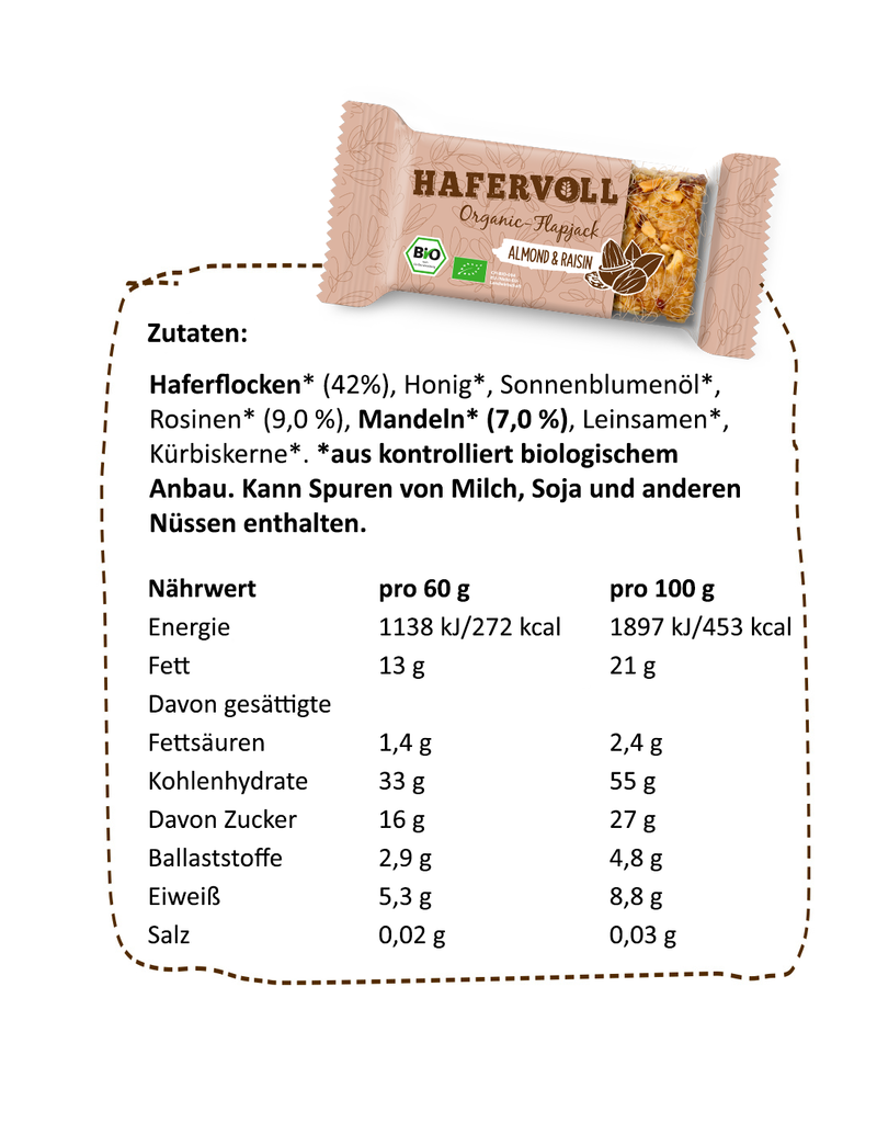 HAFERVOLL 18er Box - Organic Flapjack Almond Raisin