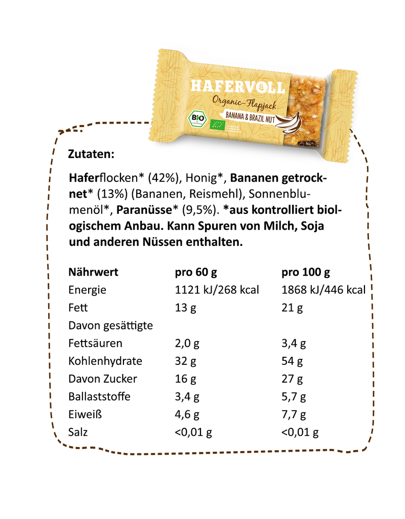 HAFERVOLL 18er Box - Organic Flapjack Banana & Brazil Nut