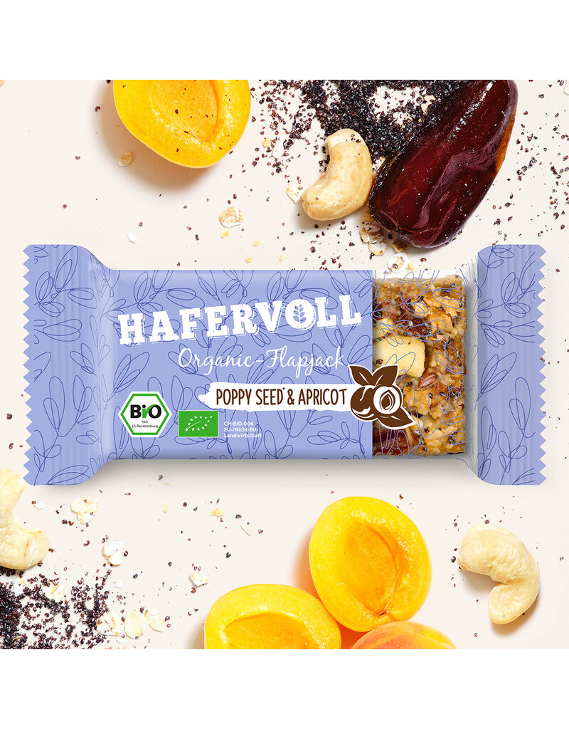 HAFERVOLL 18er Box - Organic Flapjack Poppy Seed Apricot