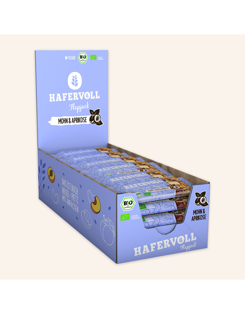 HAFERVOLL 18er Box - Organic Flapjack Poppy Seed Apricot