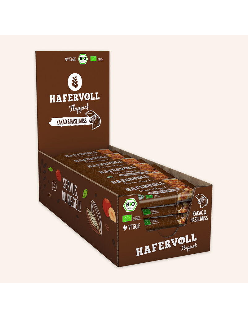 HAFERVOLL 18er Box - Organic Flapjack Cocoa Nib & Hazelnut