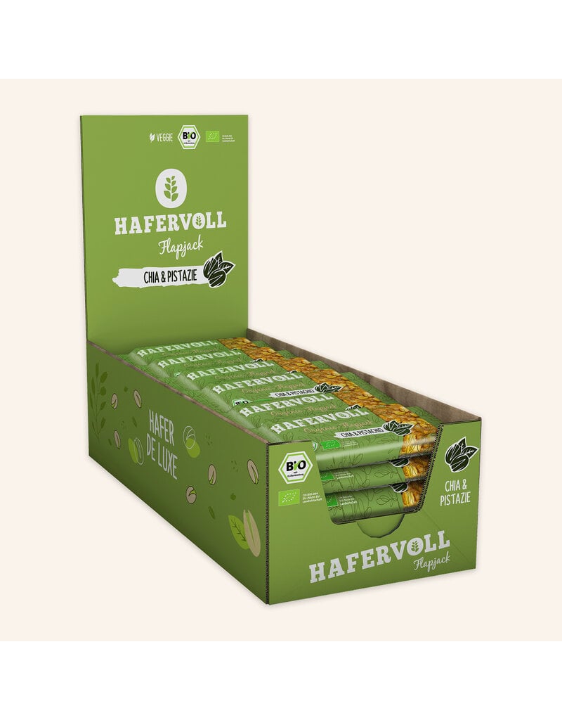 HAFERVOLL 18er Box - Organic Flapjack Chia & Pistachio