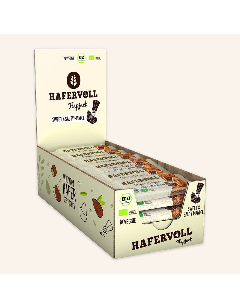 HAFERVOLL 18er Box - Organic Flapjack Sweet & Salty Almond