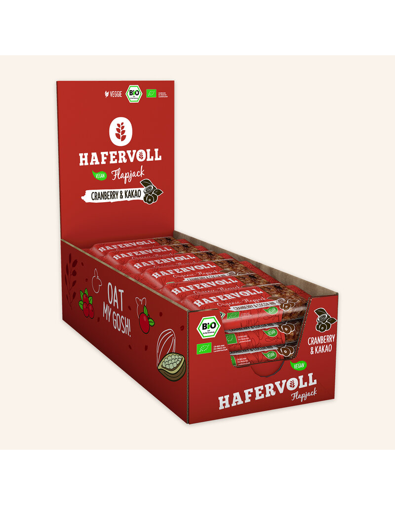 HAFERVOLL 18er Box - Organic Flapjack Cranberry & Cocoa Nib