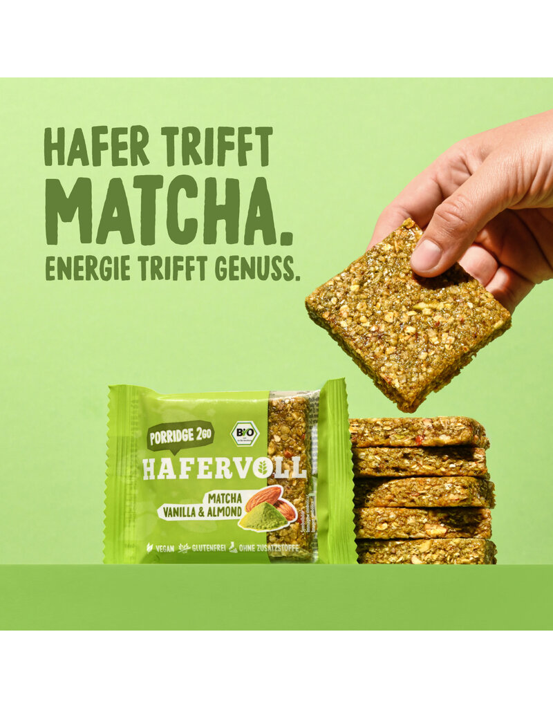 HAFERVOLL 13er Box - Porridge2go - Matcha, Vanilla & Almond - Bio