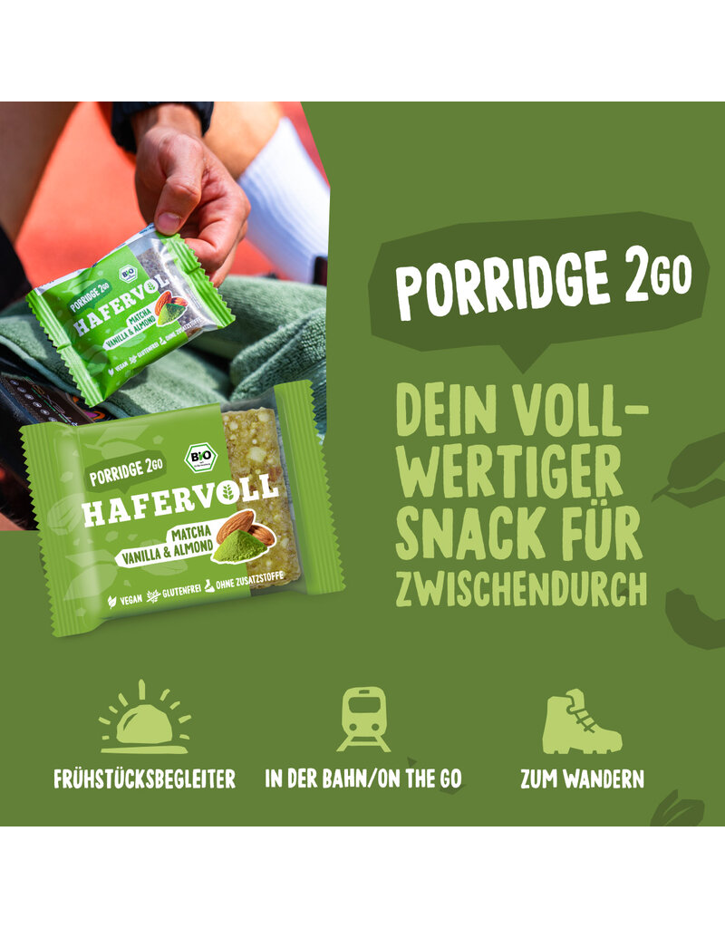 HAFERVOLL 13er Box - Porridge2go - Matcha, Vanilla & Almond - Bio