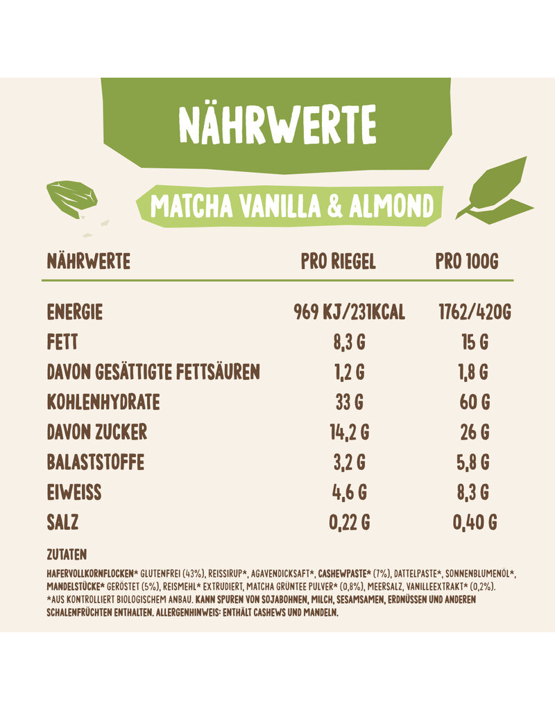 HAFERVOLL 13er Box - Porridge2go - Matcha, Vanilla & Almond - Bio