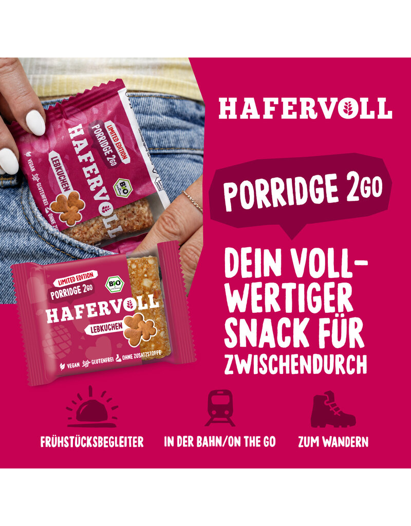 HAFERVOLL 13er Box - Porridge2go - Lebkuchen