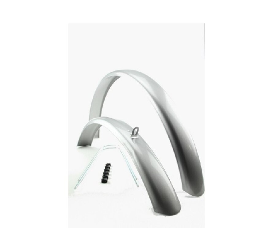 Spatbordset staal 26 zilver atb