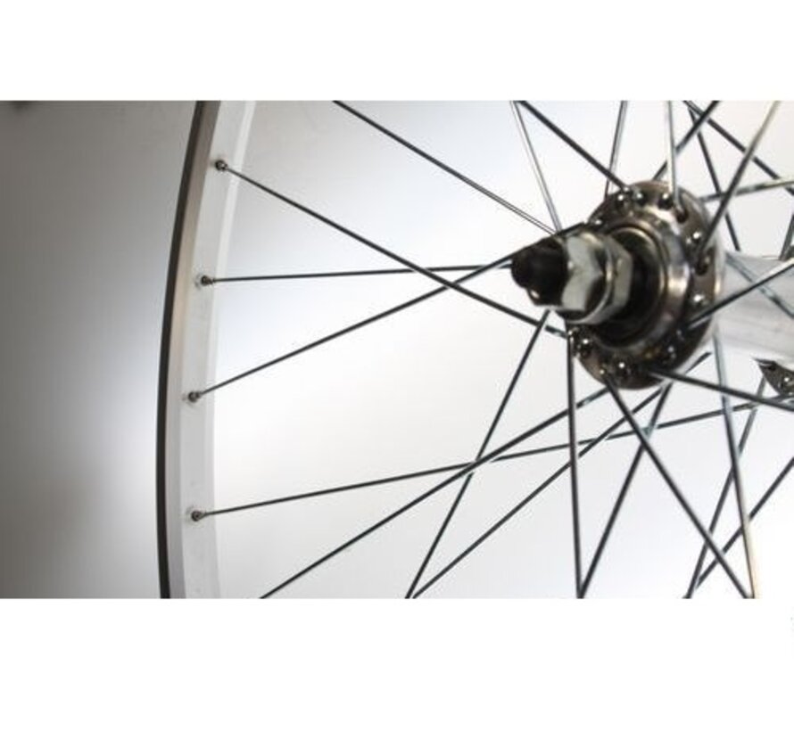 Voorwiel 20x1.75 alu zilver blank