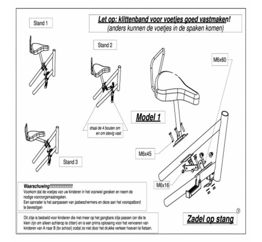 Zadel op buis damesfiets