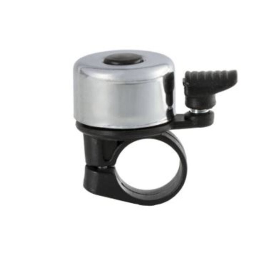 Bel mini chroom/zwart  per 20 stuks