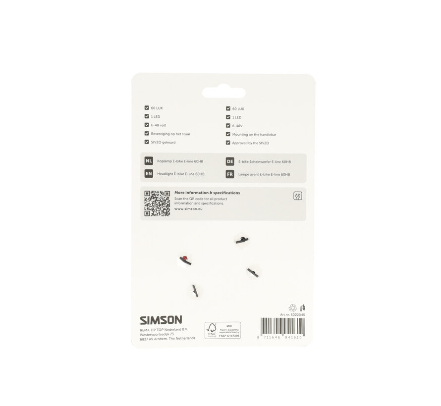 Koplamp Simson aurora e-line 60HB