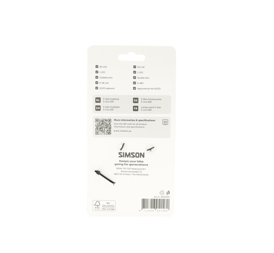 Koplamp Simson aurora e-line 50R