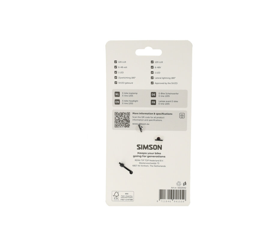 Koplamp Simson aurora e-line 120S