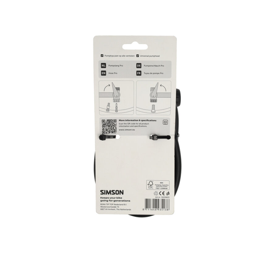 Fietspompslang Simson Pro hogedruk