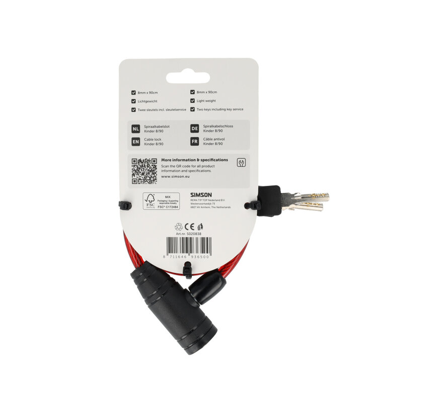 Kinderslot Simson kabel div kleuren