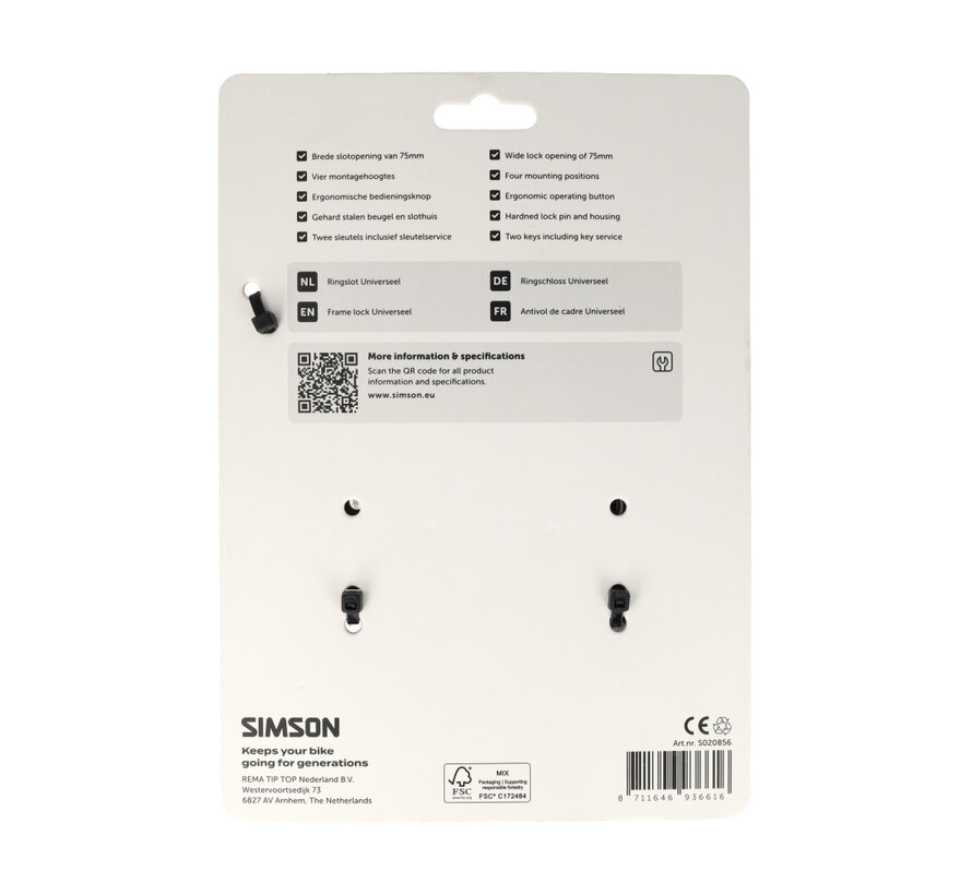 Slot Simson ringslot universeel zwart