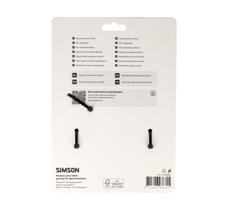 Ringslot Simson universeel connect 72mm