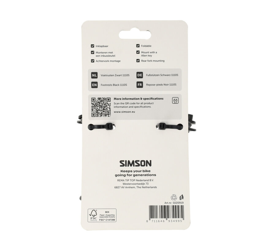 Voetrusten Simson zwart 1110s