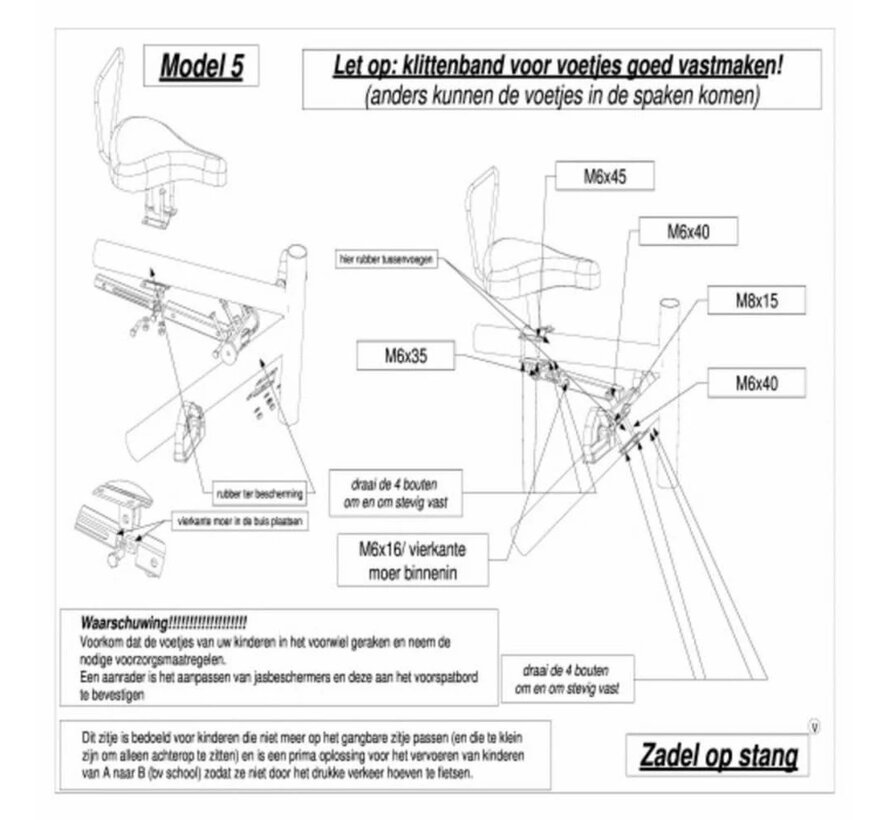 Zadel op buis herenfiets