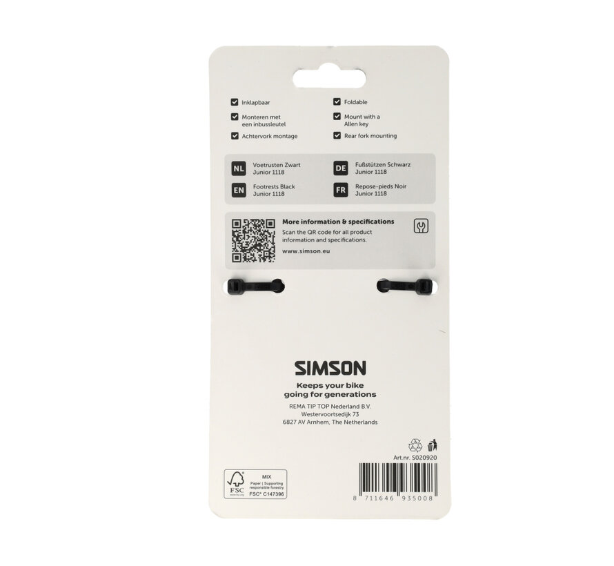 Voetrusten Simson zwart 1118 op as